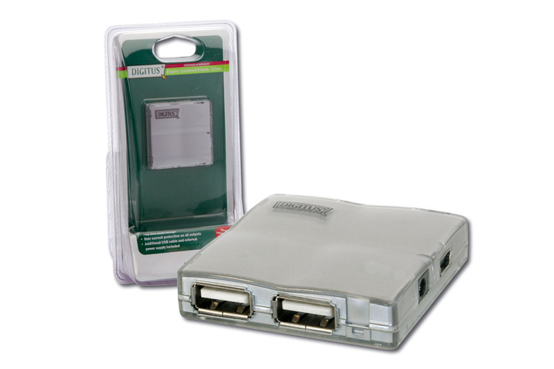 ASSMANN Electronic Mini USB Hub, USB 2.0, 4 port 480Mbit/s Silver interface hub
