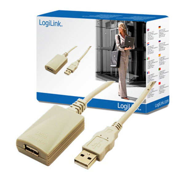 LogiLink USB 2.0 Repeater Cable 5м USB A USB A Бежевый кабель USB