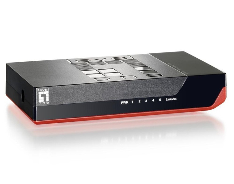 LevelOne FSW-0511 Неуправляемый Fast Ethernet (10/100) Черный, Красный