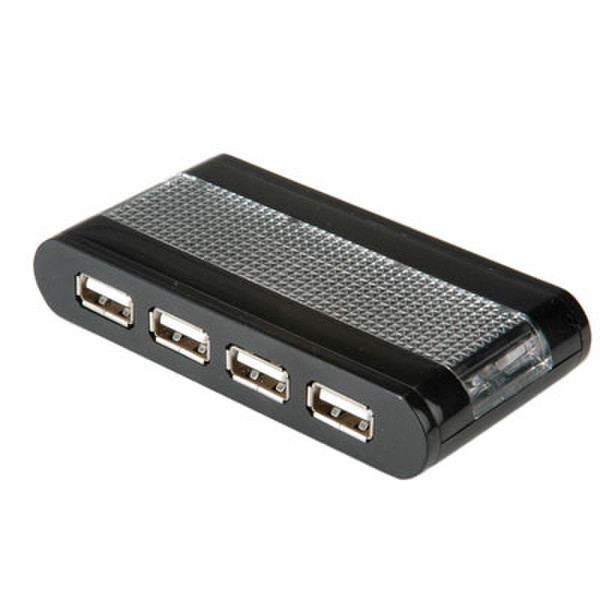ROLINE USB 2.0 Blue Light Slim Hub Black interface hub