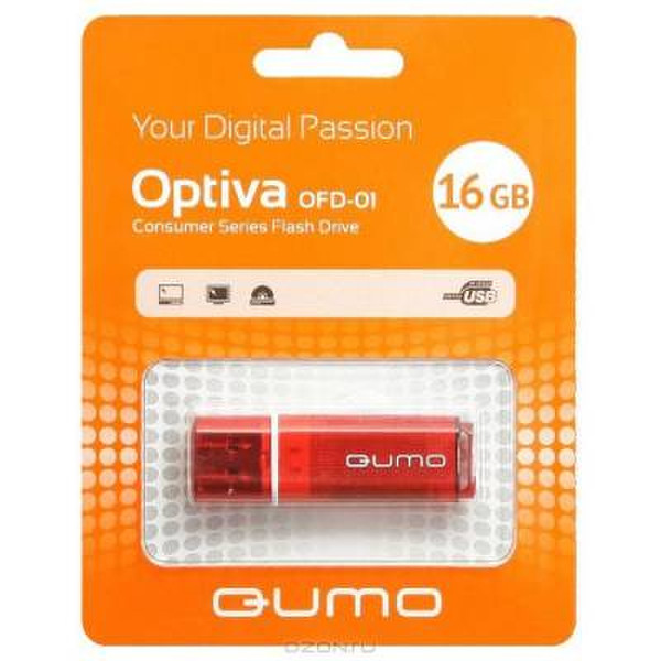 QUMO 16GB Optiva 01 16ГБ USB 2.0 Красный USB флеш накопитель