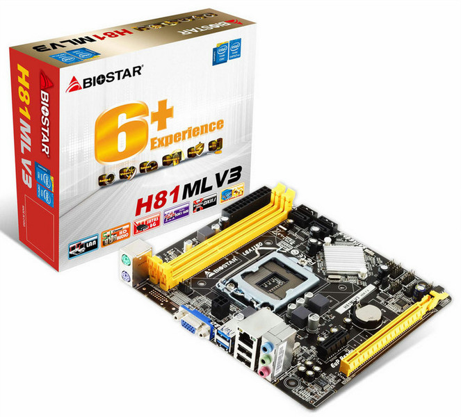 Biostar H81MLV3 Intel H81 Socket H3 (LGA 1150) Микро ATX материнская плата