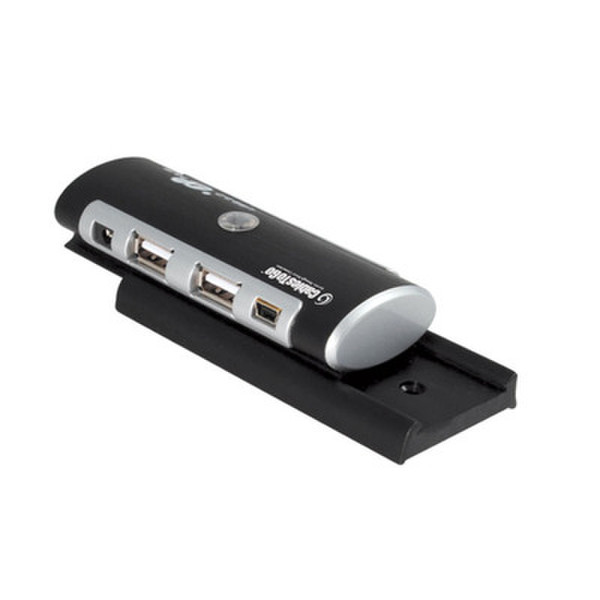 C2G 4-Port USB 2.0 Aluminum Hub 480Мбит/с Черный, Cеребряный хаб-разветвитель