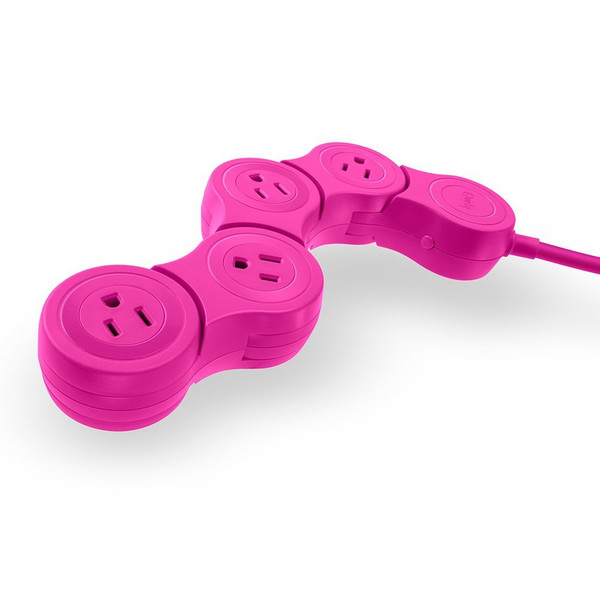 Quirky Pivot Power POP Junior 4AC outlet(s) 0.61m Pink surge protector