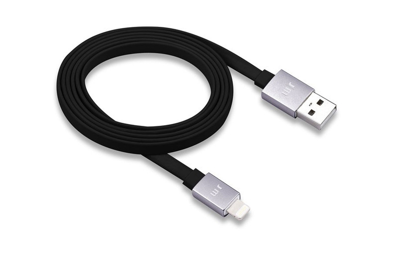 JustMobile AluCable Flat 1.2m USB A Lightning Black