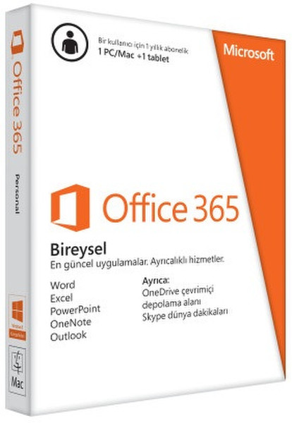 Microsoft Office 365 Personal 1Benutzer 1Jahr(e) TUR