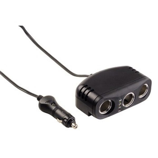 Hama 3-way Distributor for Cigarette Lighter Socket, 12V, 8A, LED Black power adapter/inverter