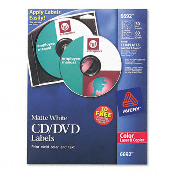 Avery 6692 White 60pc(s) self-adhesive label