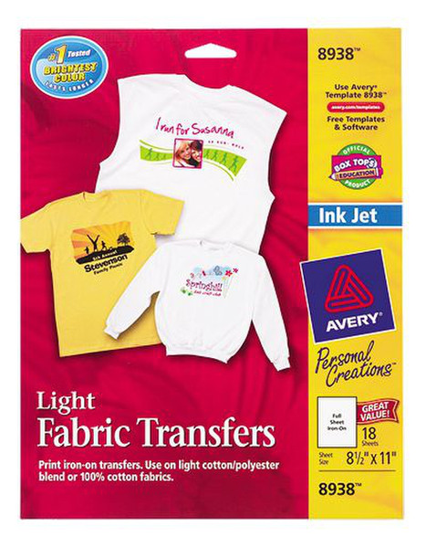 Avery 8938 18Blätter T-Shirt Transfer-Folie