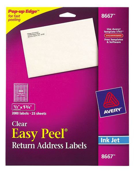 Avery 8667 Прозрачный адресная / почтовая наклейка