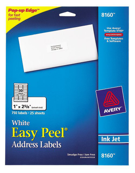 Avery 8160 Белый адресная / почтовая наклейка