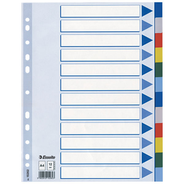 Esselte 15262 Blank tab index Полипропилен (ПП) Разноцветный закладка-разделитель