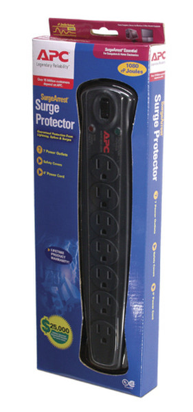 APC Essential SurgeArrest, 7 outlet 7AC outlet(s) 120V 1.22m Black surge protector