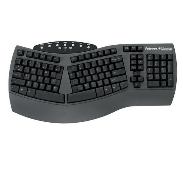 Fellowes Split Design Keyboard w/ Microban® Product Protection - Black USB Черный клавиатура