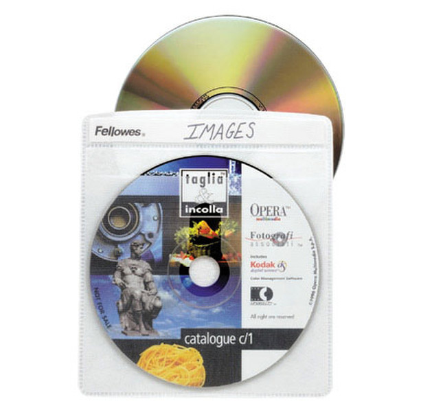 Fellowes CD/DVD Sleeves 100discs Transparent