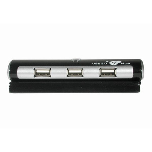 C2G 7-Port USB 2.0 Aluminum Hub 480Mbit/s Black interface hub