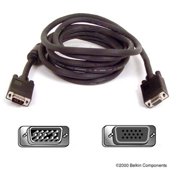 Belkin SVGA Monitor Extension Cable, 50 feet 15m VGA (D-Sub) VGA (D-Sub) Schwarz VGA-Kabel