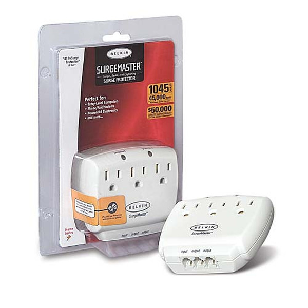 Belkin 3-Outlet Wall Mount Home Serie 3AC outlet(s) Weiß Spannungsschutz