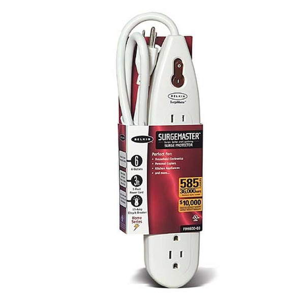 Belkin 6-Outlet Home Series SurgeStrip 6AC outlet(s) 0.9m White surge protector