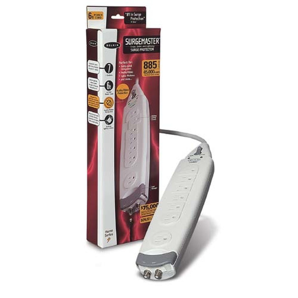 Belkin 7-Outlet SurgeMaster Home Series 7AC outlet(s) White surge protector