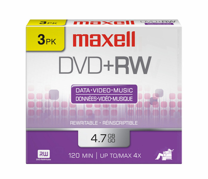 Maxell 634043 4.7GB DVD+RW 3Stück(e) DVD-Rohling