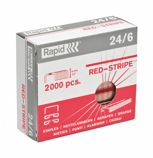 Rapid 24/6 Red Stripe Staples pack 2000скоб