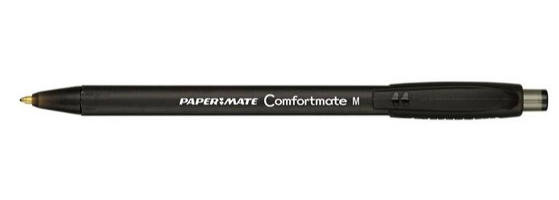 Papermate Comfortmate Clip-on retractable ballpoint pen Medium Black 12pc(s)