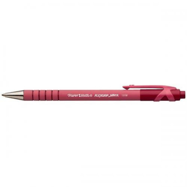 Papermate Flexgrip Ultra Clip-on retractable ballpoint pen Medium Rot 12Stück(e)