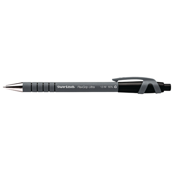 Papermate Flexgrip Ultra Clip-on retractable ballpoint pen Medium Schwarz 12Stück(e)