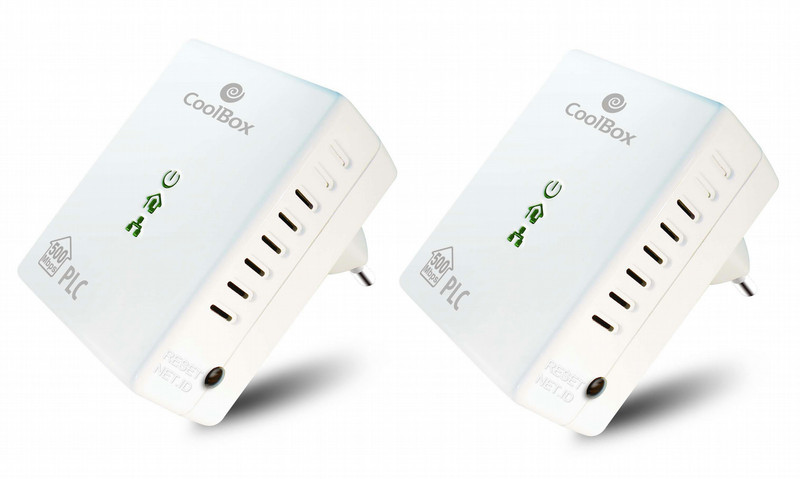 CoolBox REDCOOPLC500D 500Мбит/с Подключение Ethernet Белый 2шт PowerLine network adapter