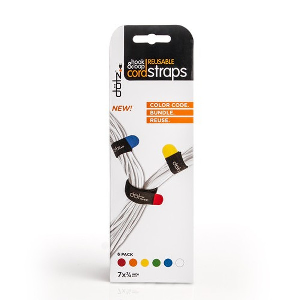 DOTZ Hook & Loop Cord Straps Multicolour 6pc(s) cable tie