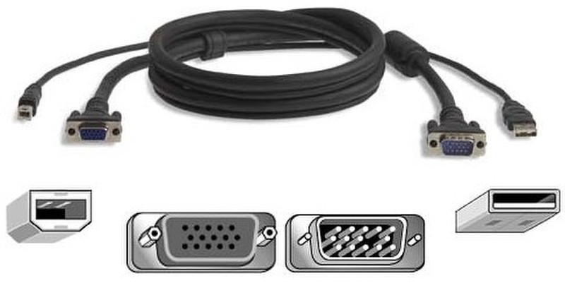 Belkin Cable Kit KVM OmniView USB Serie Pro Plus 4.572m Schwarz Tastatur/Video/Maus (KVM)-Kabel