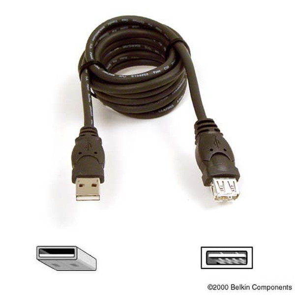 Belkin USB 2.0 Extension Cable, 10 feet 3м USB A USB A Черный кабель USB