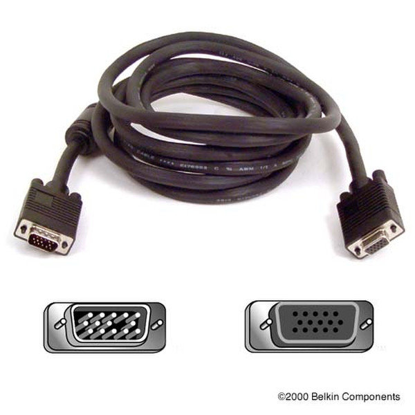 Belkin Pro Series High Integrity VGA/SVGA Monitor Extension Cable - 25 feet 7.5м VGA (D-Sub) VGA (D-Sub) Черный VGA кабель
