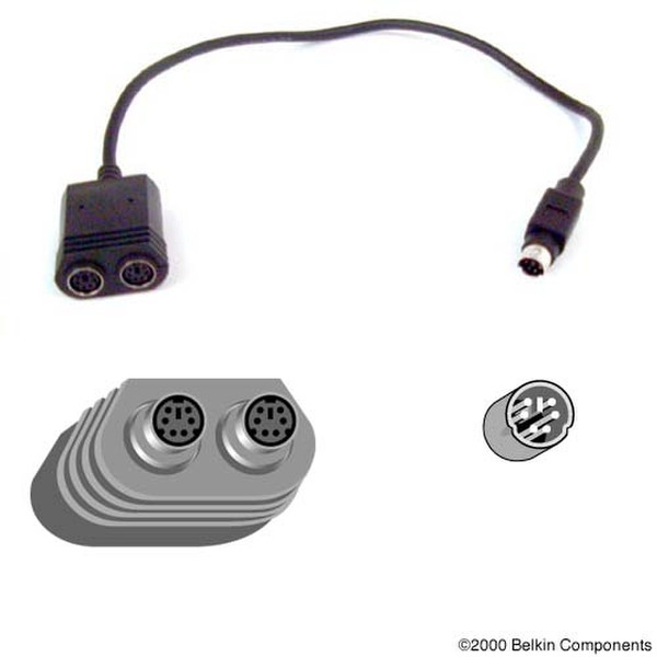 Belkin Keyboard-Mouse Splitter Cable Черный кабель PS/2