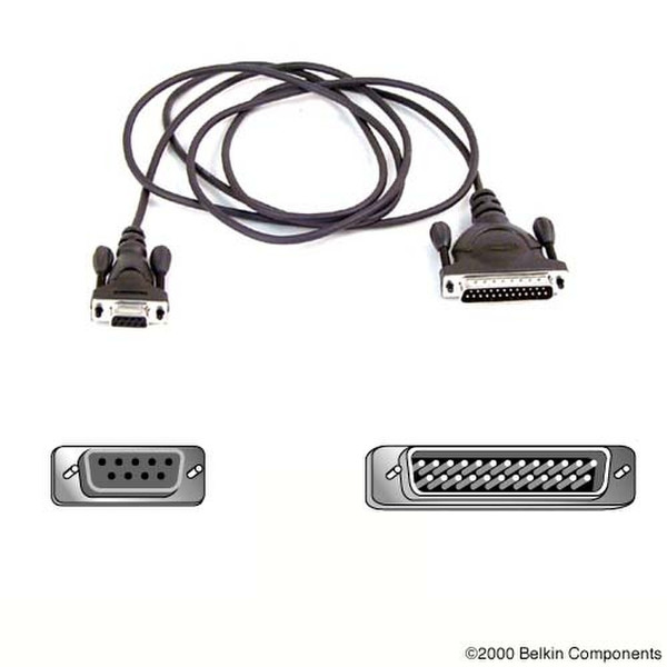 Belkin Pro Series AT Serial Printer Cable (DB9 female/DB25 male) - 10 feet 3м Черный кабель для принтера