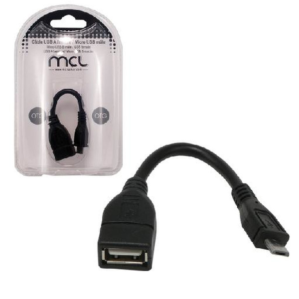 MCL 12cm USB A/Micro USB 0.12м USB A Micro-USB B Черный кабель USB