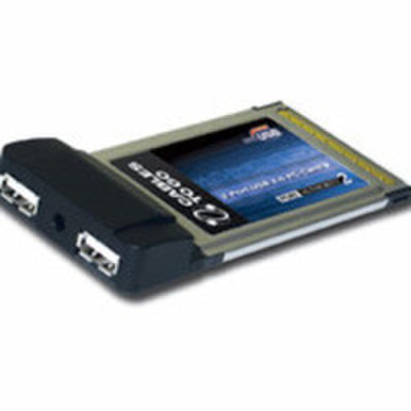 C2G Port Authority 2-Port USB 2.0 PC Card 480Мбит/с Черный хаб-разветвитель