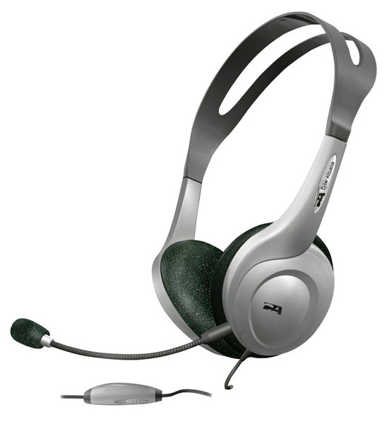 Cyber Acoustics AC-208 Binaural Verkabelt Schwarz, Silber Mobiles Headset