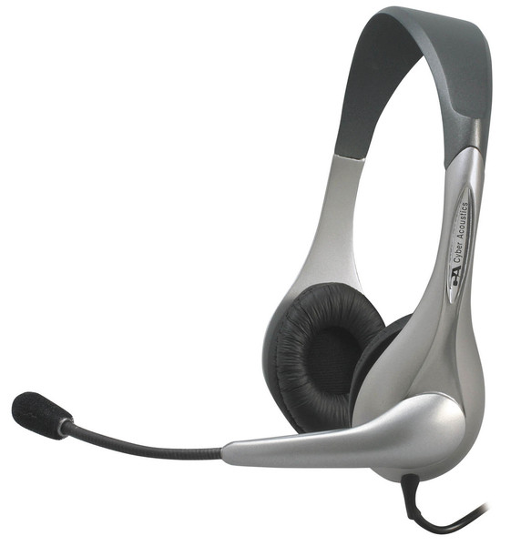 Cyber Acoustics AC-202b Binaural Wired Black,Silver mobile headset