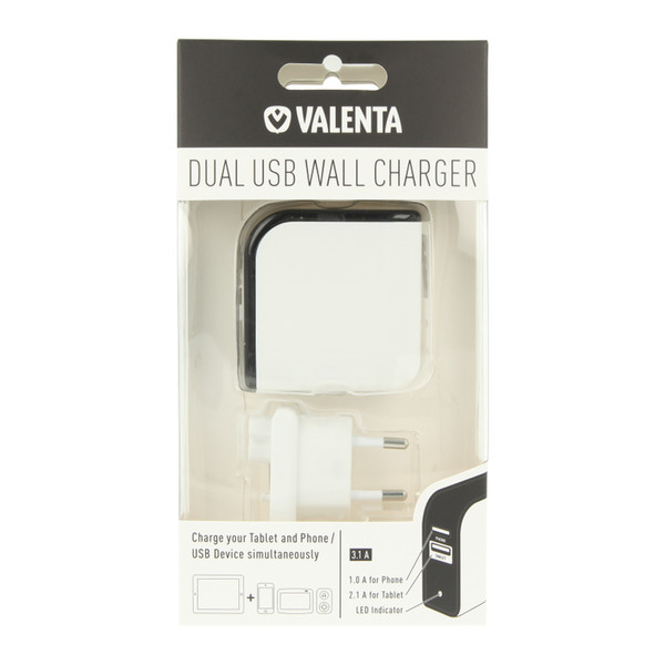 Valenta 412047 Для помещений Черный, Белый зарядное для мобильных устройств