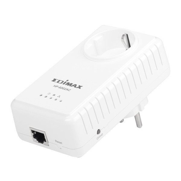 Edimax HP-6002AC 600Mbit/s Eingebauter Ethernet-Anschluss Weiß 2Stück(e) PowerLine Netzwerkadapter