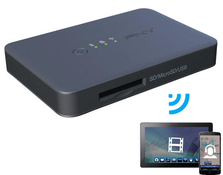 PNY Wireless Media Reader Wi-Fi Черный устройство для чтения карт флэш-памяти