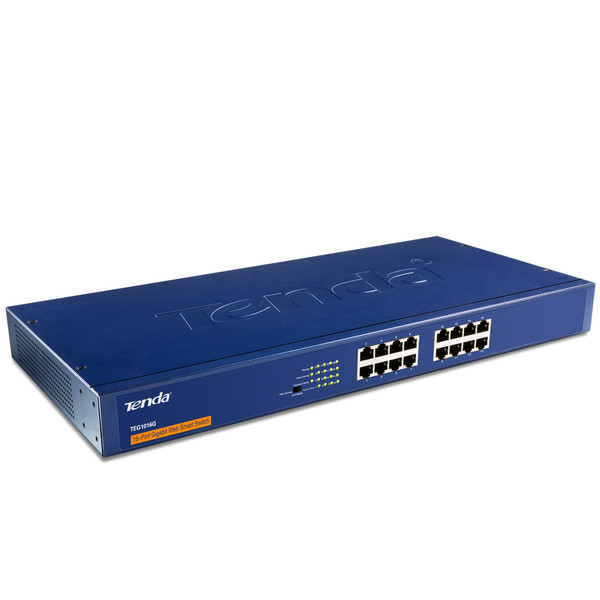 Tenda TEG1016G Неуправляемый L2 Gigabit Ethernet (10/100/1000) 1U Синий