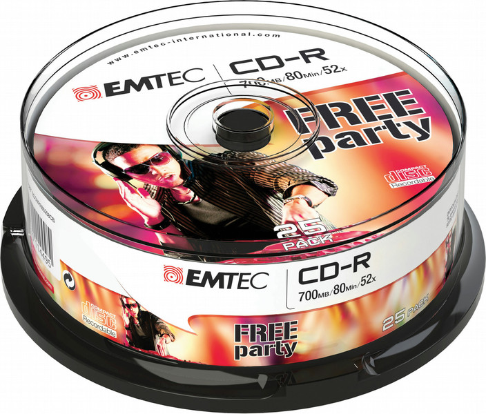 Emtec 213370 CD-R 700МБ 25шт чистые CD