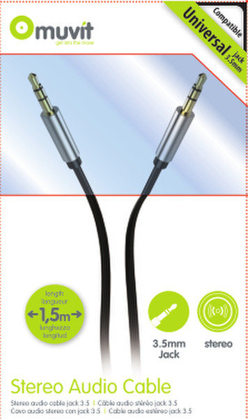 Muvit MUAUC0009 1.5м 3.5mm 3.5mm Черный аудио кабель
