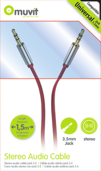 Muvit MUAUC0011 1.5м 3.5mm 3.5mm Красный аудио кабель