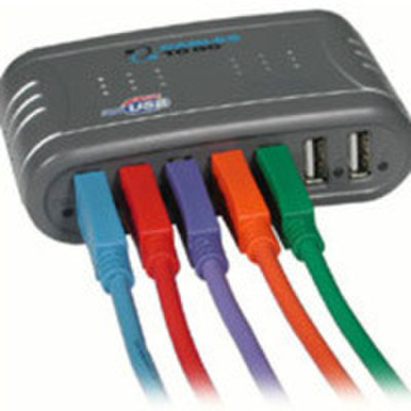C2G Port Authority 7-Port USB 2.0 Hub / Five Colored USB 2.0 Cables 480Мбит/с Черный хаб-разветвитель