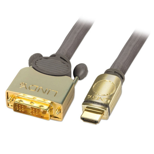 Lindy 37184 5m HDMI DVI-D Grau Videokabel-Adapter