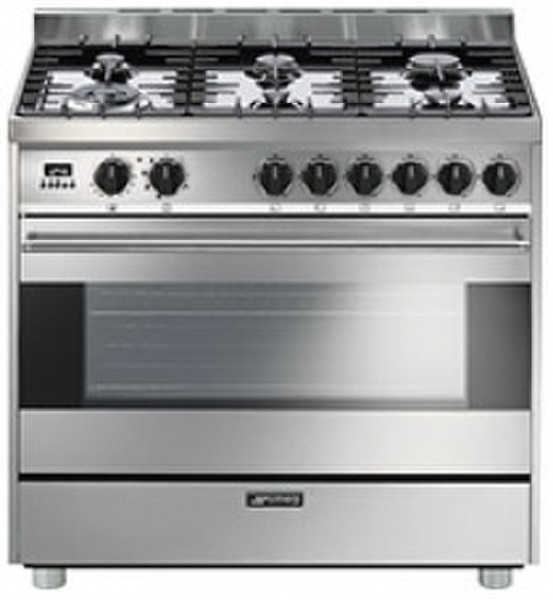 Smeg B9GMXNL Freestanding Gas hob B Stainless steel cooker